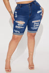 Acting Nice Stretch  Denim Bermuda Shorts - Dark Wash