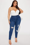 Khloe Ripped High Rise Stretch Skinny Jeans - Dark Wash