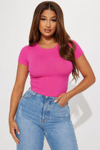 Serai Crew Neck Top - Fuchsia