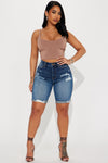 Almost There Stretch Denim Bermuda Shorts - Dark Wash