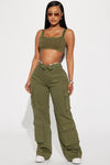 Out For Tonight Fold Over Cargo Pant - Olive