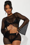 Miami Beach Party 2 Piece Coverup Set - Black