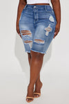 Hot Shot Stretch Denim Bermuda Shorts - Medium Wash