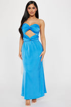 Alia Satin Maxi Dress - Blue