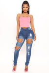 Catty Distressed Skinny Jeans - Medium Wash