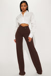 Tall Call It Even Wide Leg Dress Pants - Chocolate