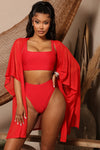 Maui Mix And Match Mesh Cover Up Kimono - Red