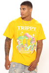 Trippy Shrooms Short Sleeve Tee - Gold