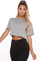 Elisa Relaxed Crop Tee - Heather Grey