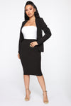 Payin' It Forward Blazer Skirt Set - Black