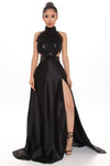 Simple Elegance Satin Maxi Gown - Black