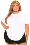 Annie Cuffed Short Sleeve Top - White