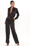 Office Favorite Satin Pant Set - Black