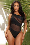 Summer Shadows Cutout One Piece Swimsuit - Black