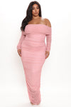 Top Trend Ruched Maxi Dress - Mauve