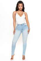 Alexa High Rise Booty Lifter Skinny Jeans - Light Blue Wash