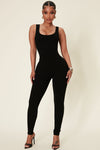 Maeve Scoop Neck Snatched Jumpsuit - Black