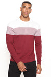 Don't Cross The Line Crewneck Sweater - Burgundy/combo