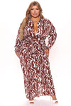 Safari Vibes Maxi Dress - Brown/combo