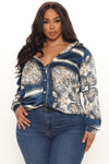 Posh And Deluxe Satin Shirt - Blue/combo