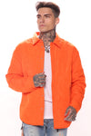 Smiley Quilted Nylon Shacket - Orange