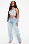 Crossover Straight Leg Jeans - Light Blue Wash