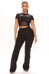 In The Lead Wide Leg Cargo Pant 32 - Black