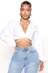 Sterling Poplin Collared Top - White