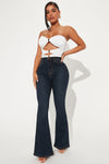 Petite Deep In My Soul Flare Jeans - Dark Denim