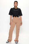 In The Lead Wide Leg Cargo Pant 32 - Taupe