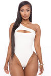 She's Cutting Edge One Shoulder Bodysuit - Off White