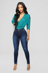 Alexa High Rise Booty Lifter Skinny Jeans - Dark Denim