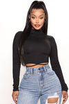 Christina Long Sleeve Crop Top - Black