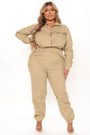 Aviator Babe Jumpsuit - Khaki