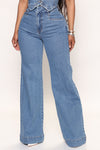 Western Showdown Trouser Flare Jeans - Medium Wash