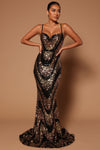 Gala Glam Sequin Maxi Gown - Black/combo