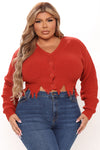 Distressed With You Cardigan - Rust