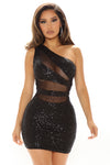 Party Seeker Sequin Mini Dress - Black