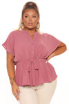 Waist No Time Blouse - Rose