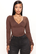 Shanna Long Sleeve Crop Top - Chocolate