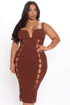 No Cuts Given Bandage Midi Dress - Brown