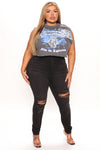 Classic Curvy Ripped Skinny Jeans - Black Wash