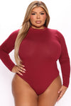 Melanie Mock Neck Bodysuit - Burgundy