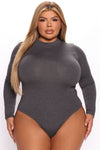 Melanie Mock Neck Bodysuit - Dark Grey