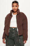 Need You To Get It Together Puffer Jacket - Chocolate