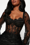 Gilded Glam Lace Bustier Top - Black