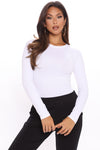 Lily Crew Neck Long Sleeve Top - White