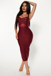 Cassidy Bandage Midi Dress - Burgundy