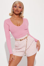 Kallan Knit Sweater Top - Pink