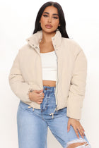 Need You To Get It Together Puffer Jacket - Khaki